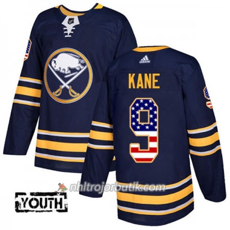 Barn Ishockey Buffalo Sabres Tröja Evander Kane 9 Adidas 2017-2018 Marinblå USA Flag Fashion Authentic